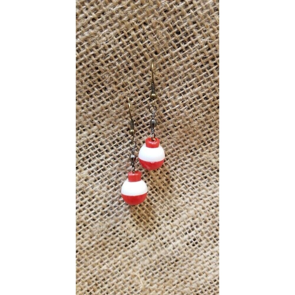 Let's Go Fishing Angler Earrings With Real Mini Bobbers Handcrafted Jewelry